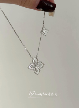 「花蕊」白贝母双四叶花925银项链小众优雅温柔幸运四叶草锁骨链