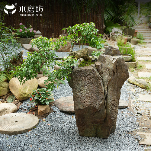 水磨坊仿石头庭院造景摆件