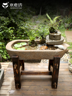 中式 阳台造景鱼池喷泉禅意办公室流水摆件循环水景观户外庭院鱼缸