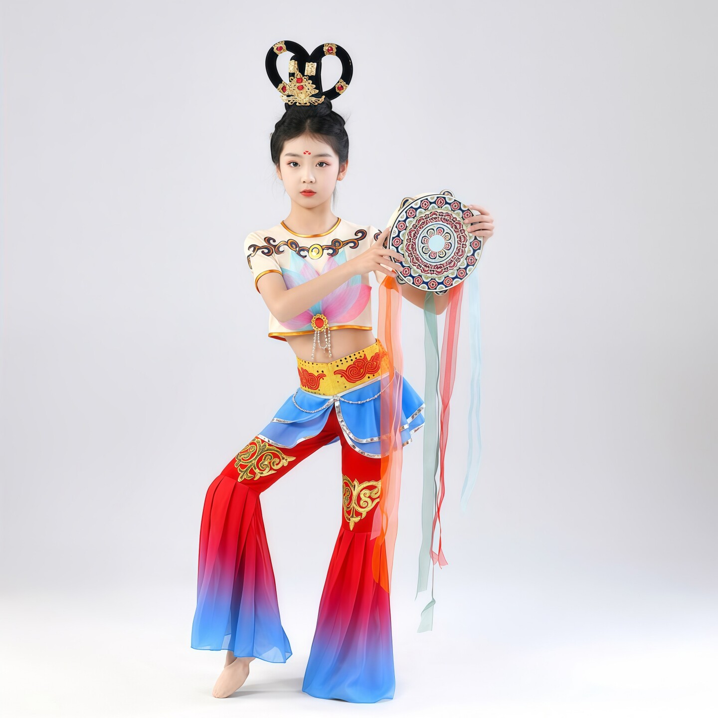 儿童敦煌舞蹈演出服壁画绝响表演服中国舞妙音女童飞天飘逸古典舞