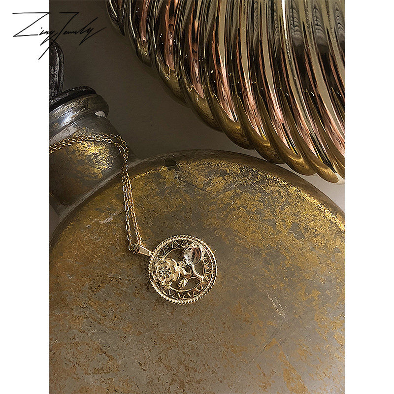 ZING925 Silver Necklace Europe and America Retro rose circular Wafer Pendant Simplicity have cash less than that is registered in the accounts clavicle Korean Editionin the Accessories/Fashion Jewelry, Necklace  category - from Buy2taobao.com to provide professional Taobao agent buy service