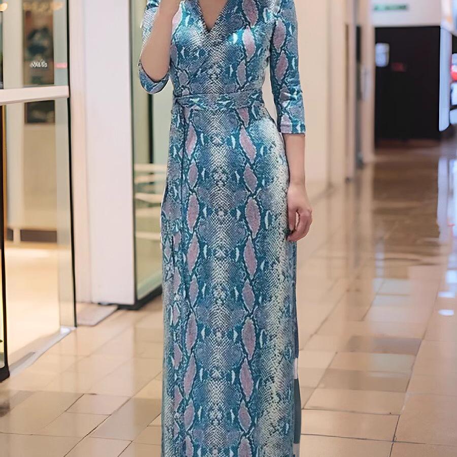 PG DVF法式2024春夏新款裹身裙POLO领印花长款开衫V领海边度假连