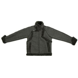 蒙元 皮毛一体冬季 素马宽松型抗皱夹克宽松水洗加绒外套 灰熊