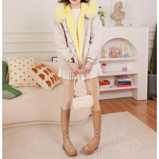 皮草休闲保暖宽松 冬派克服短款 欧家正品 狐狸毛领两面可穿外套新款