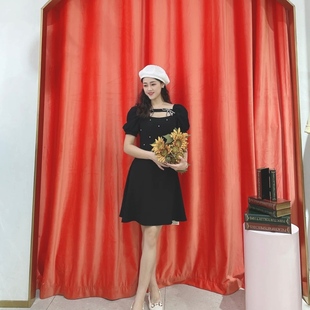 知恩GCCG正品夏洋气赫本风雅典小黑裙显瘦蝴蝶结气质修身水钻9207