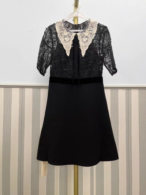 知恩GCCG正品女新款夏蕾丝拼接翻领气质连衣裙子收腰显瘦A字1366