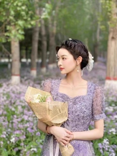 知恩GCCG正品碎花梦幻仙女亮片古典气质蕾丝裙收腰短袖连衣裙1373