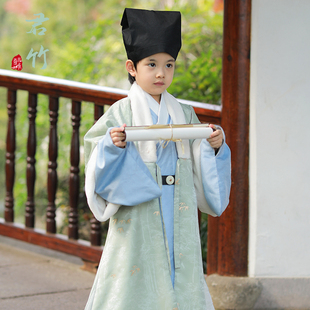 夏小承加绒男童汉服宝宝周岁礼服明制小少爷国风儿童套装男孩秋冬