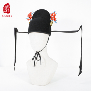 夏小承儿童明制簪花进士巾状元襕衫缠花进士冠帽古风男童配饰帽子