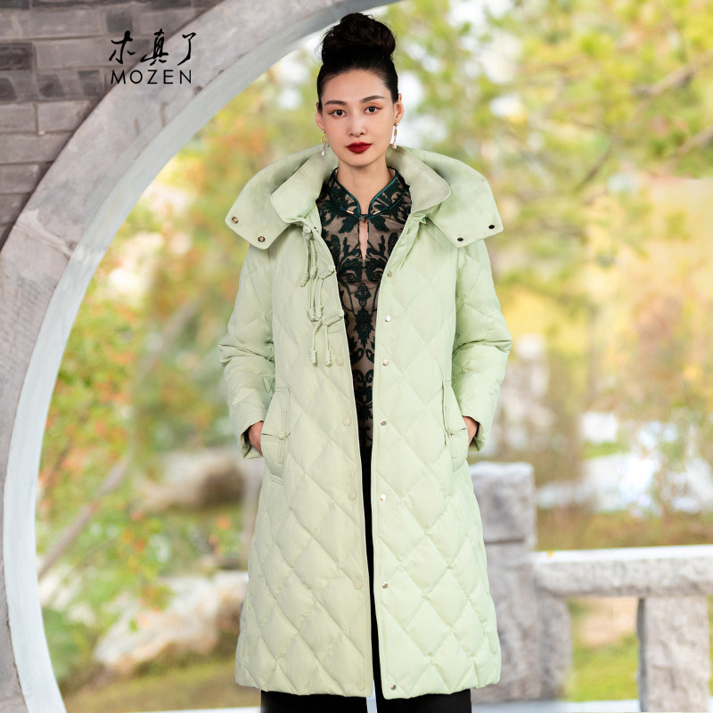 木真了加厚羽绒服中长款新品可拆卸帽子白鸭绒保暖羽绒服936