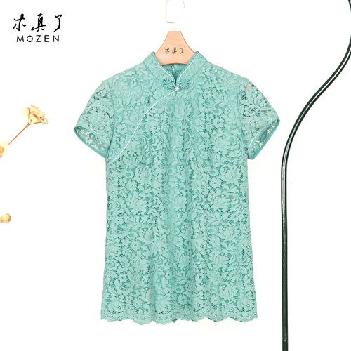 木真了夏季蕾丝修身通勤上衣