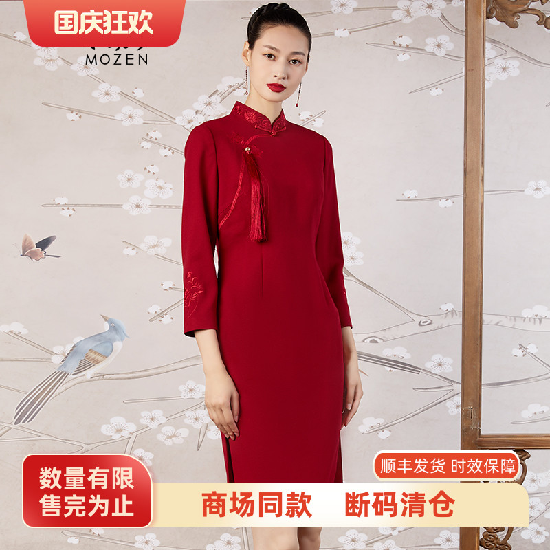 唐装羊毛刺绣修身旗袍新品
