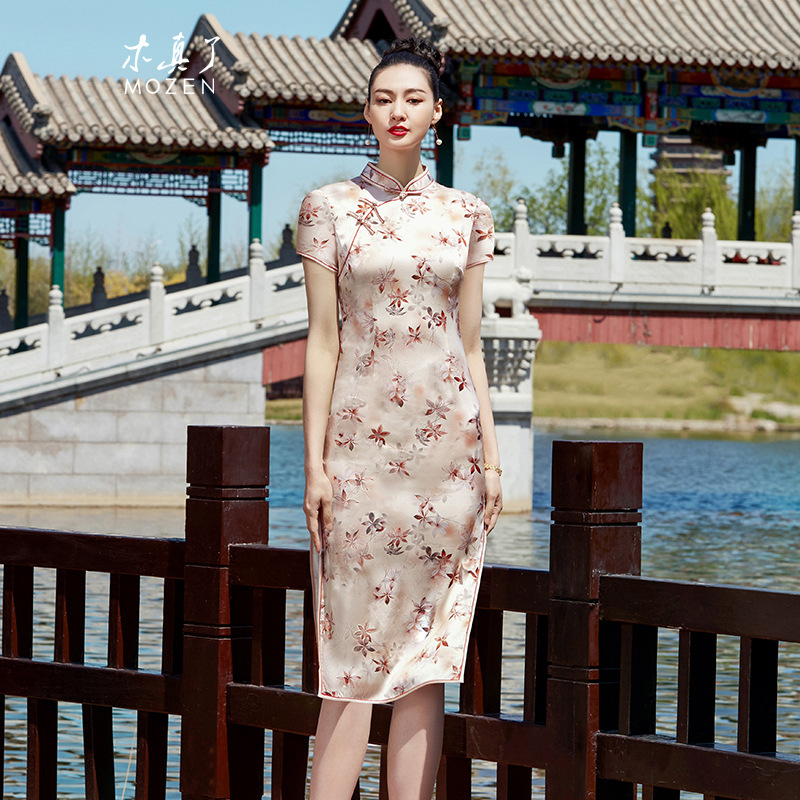 木真了中式改良日常中长款旗袍