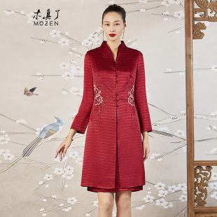 中长风衣外套610 牡丹刺绣妈妈装 木真了复古唐装 上衣旗袍外搭新品