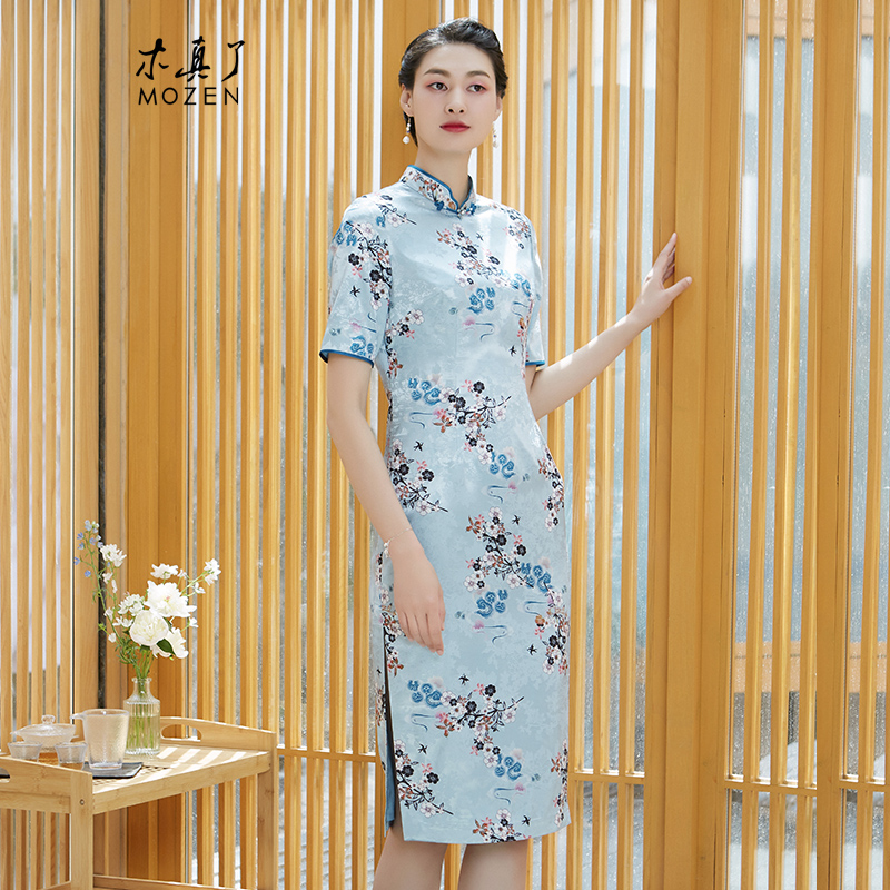 木真了中式风祥云新品通勤旗袍裙