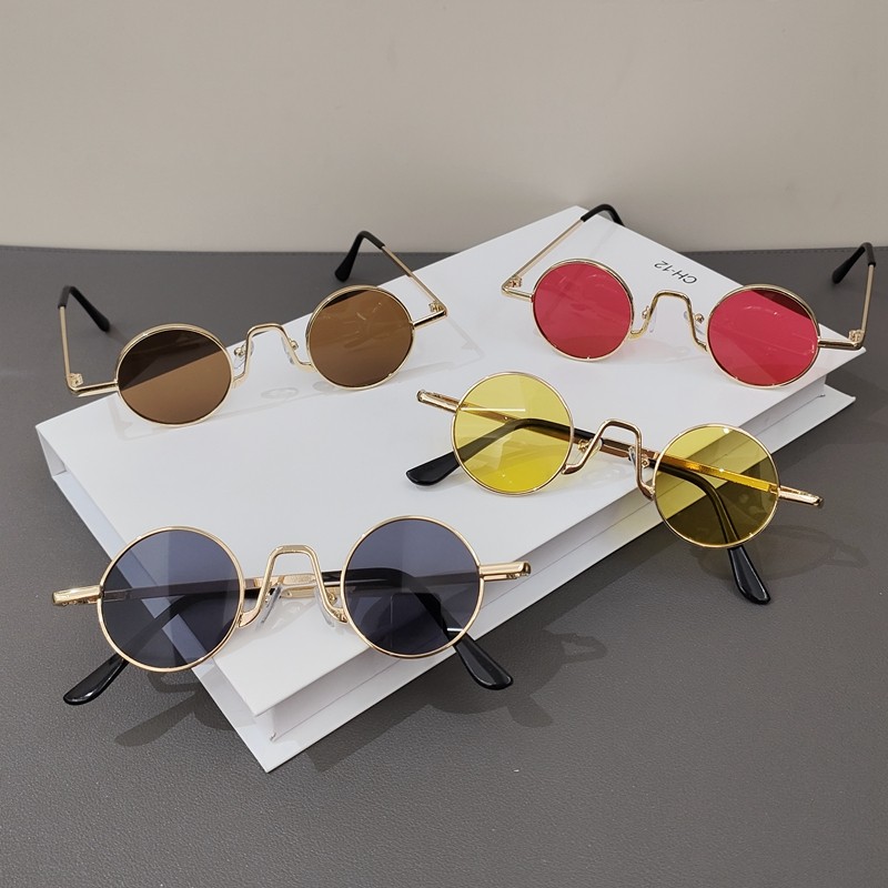 圆形复古墨镜男潮个性伴郎团小眼镜时尚走秀表演凹造型太阳眼镜女