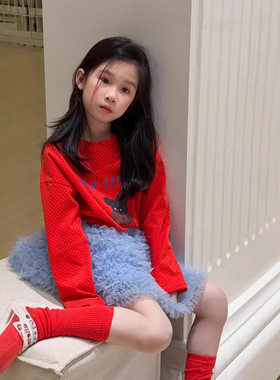 女童秋季韩版全棉圆点长袖T恤潮