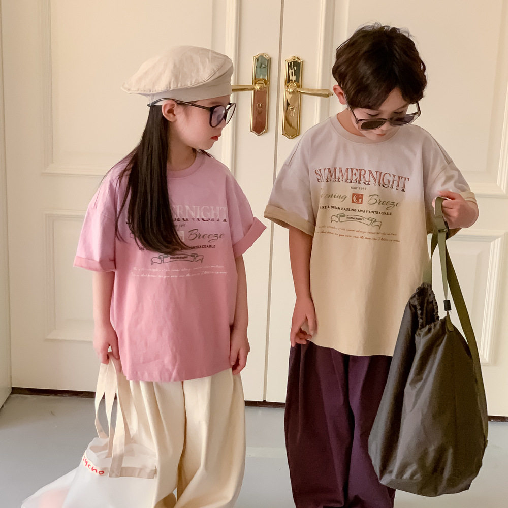 儿童夏装T恤2026新款男女童韩版印花圆领纯棉宽松上衣兄妹装短袖t