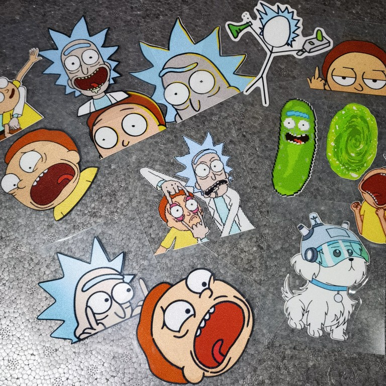 soko车贴 腌黄瓜瑞克和莫蒂传送门 动漫卡通贴纸前后档内饰反光贴
