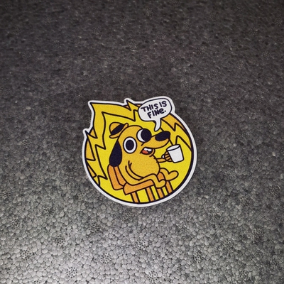 SOKO贴贴 This is FINE举杯火焰小狗车贴卡通潮流贴纸三角窗摩托