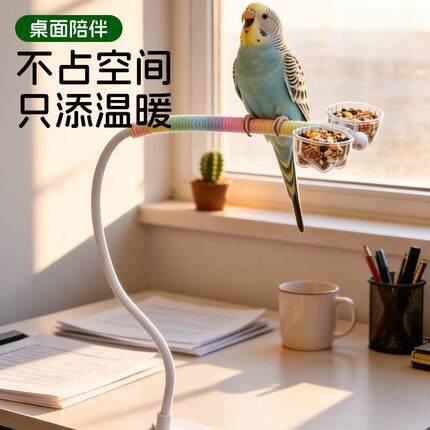 茶桌陪伴鹦鹉便捷万向站台拉伸支架站杆定点排便站架耐咬磨爪站架