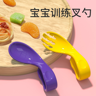 亏本清仓宝宝学吃饭训练勺子自主进食弯曲叉勺套装碗一岁2婴儿童