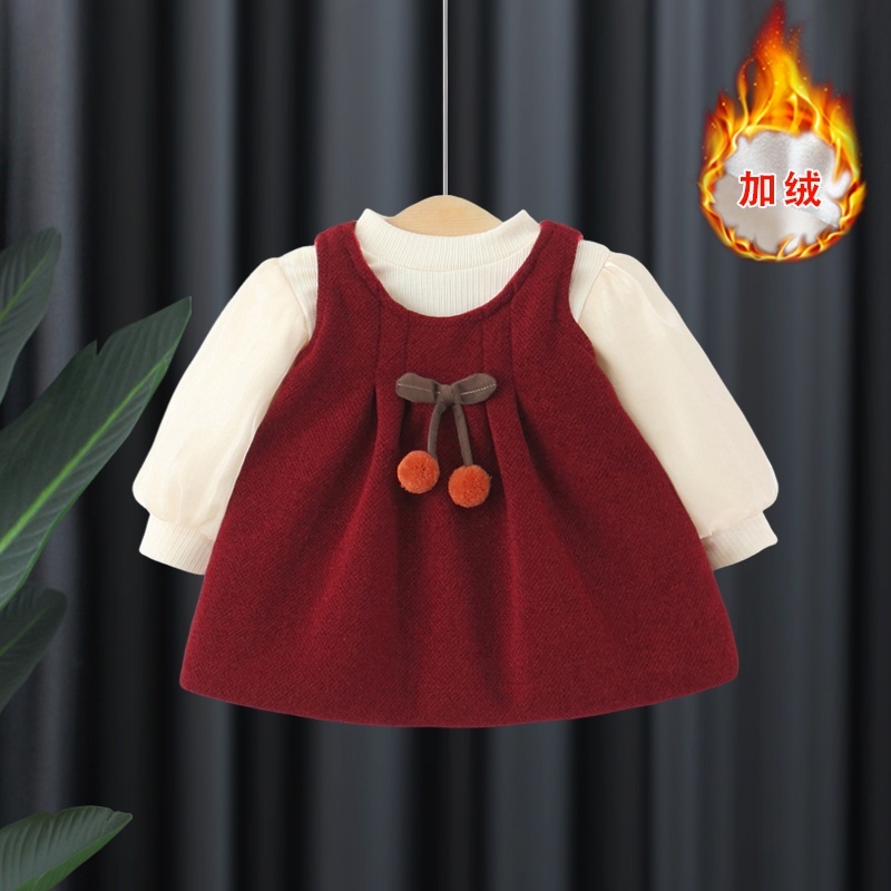 女童加绒连衣裙套装周岁公主裙子