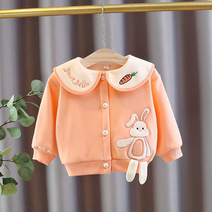 女童加绒小外套秋冬新款女孩宝宝保暖上衣4567个月婴幼儿冬天衣服