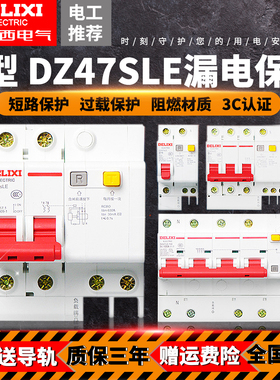D型DZ47sLE漏电保护器32A德力西断路器2P空开63A开关16A20A25A40