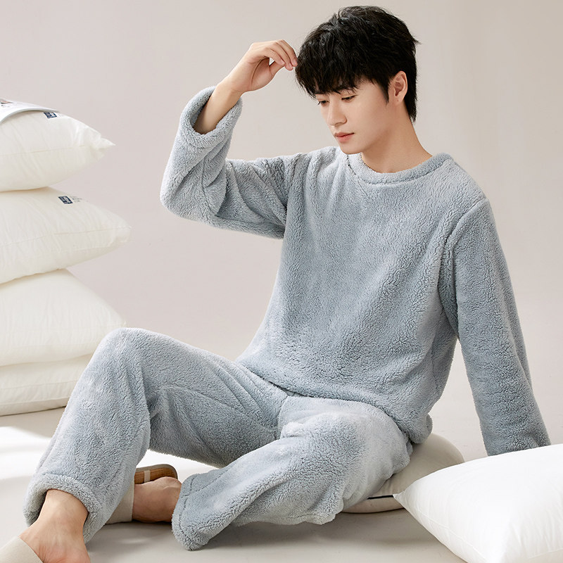 加厚加绒睡衣男冬季法兰绒长袖套头宽松舒适珊瑚绒纯色保暖家居服,女士内衣/男士内衣/家居服,睡衣/家居服套装,淘宝优惠券,粉丝福利购,淘宝优惠卷