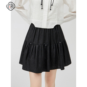固执春季 新款 复古学院风荷叶边高腰a字短半身裙00041BQ08943