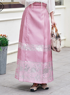 固执夏季新款中式一片式绑带长款提花改良马面裙94442BQ09347