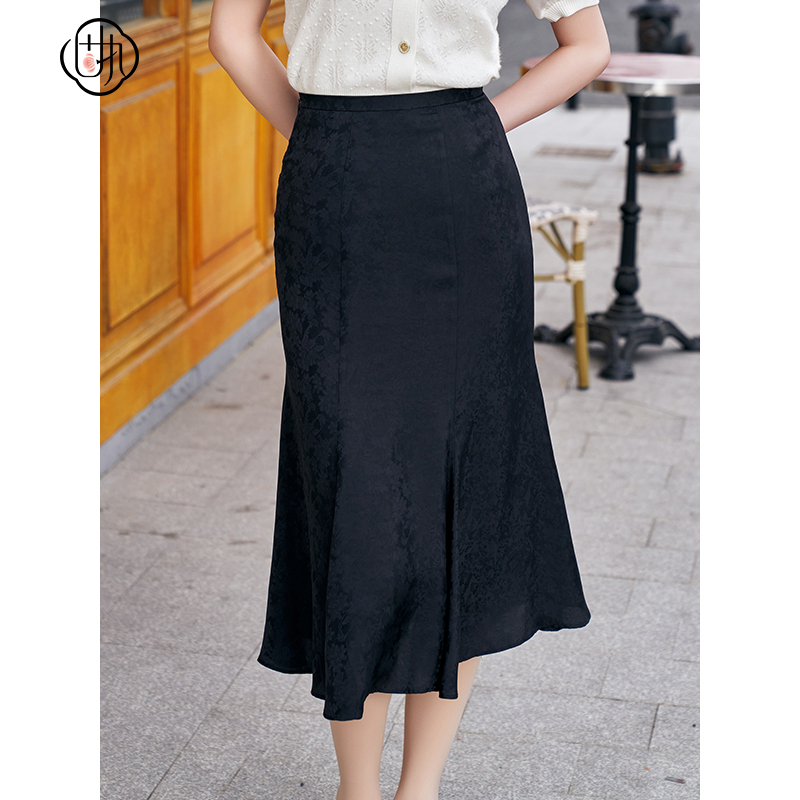 固执气质高腰提花鱼尾半身裙