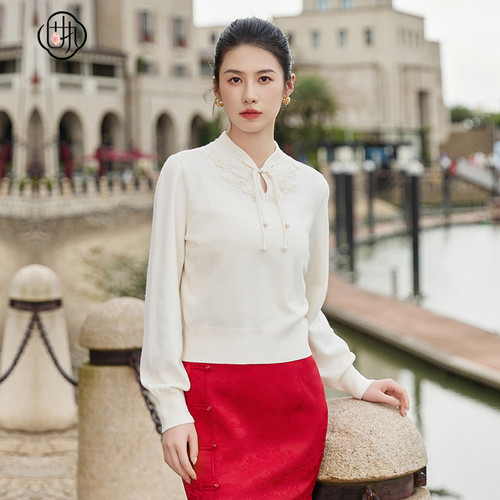 固执新中式套头针织长袖毛衣女装