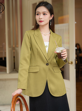 固执秋季新款复古经典翻领长袖西装外套小西服43533DT08645