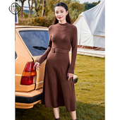 固执秋冬新款 学院风套头长袖 腰带内搭针织连衣裙92133LQ08629