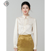 新款 新中式 立领盘扣提花荷叶边长袖 固执春季 衬衫 80141CS08949