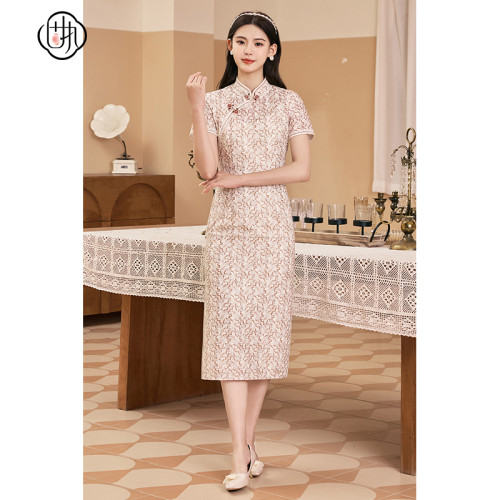 2023年旗袍裙固执改良短袖连衣裙