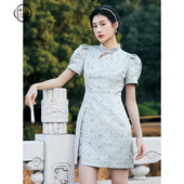 改良短款 固执春季 立领盘扣短袖 新中式 旗袍30041QP08879 新款
