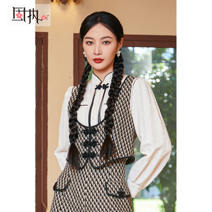 盘扣提花马夹无袖 复古新中式 短外套00833MJ08384 新款 固执秋季