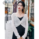新款 复古镂空v领长袖 短款 固执夏季 套头薄针织衫 80142MY09296