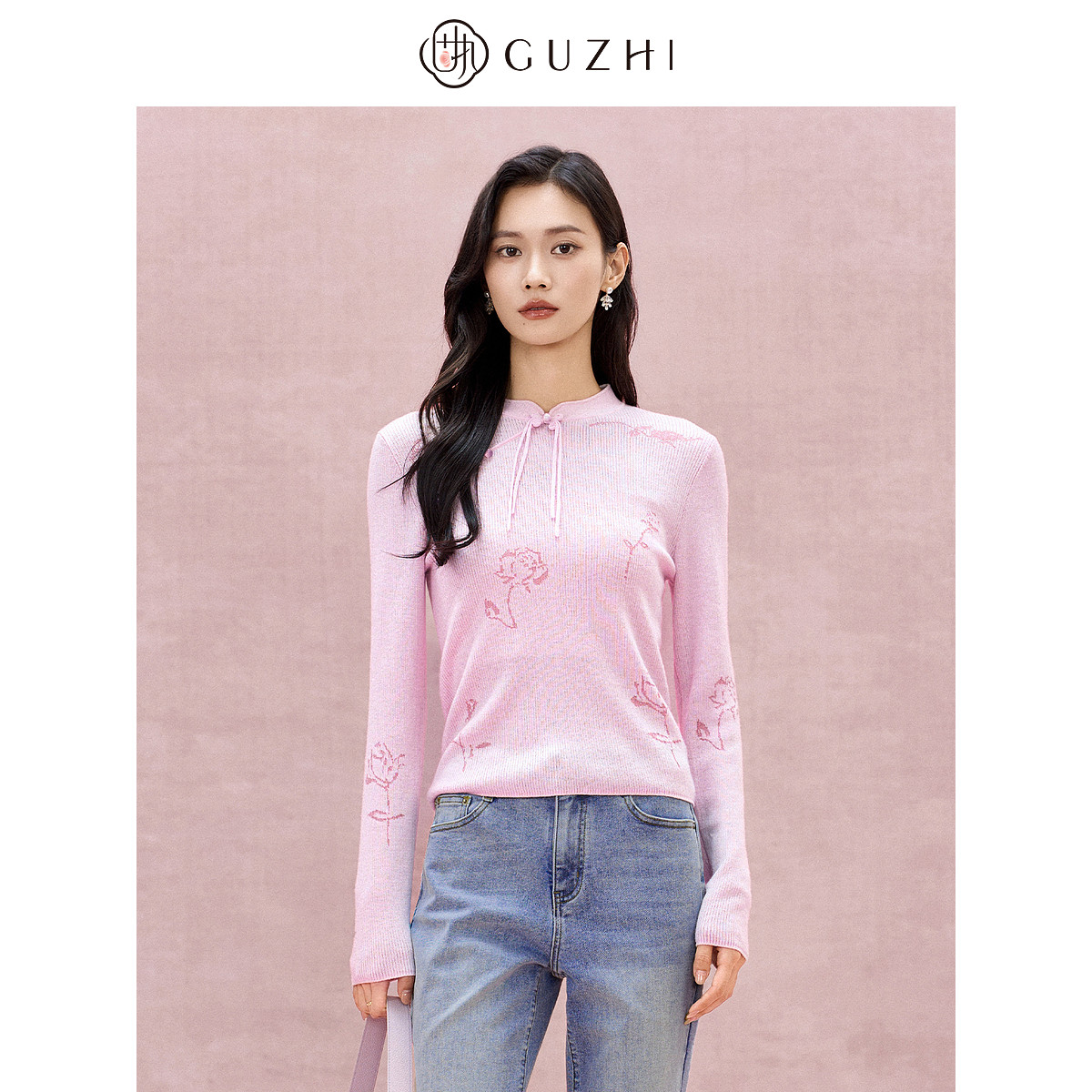 固执秋季新款新中式盘扣立领长袖短款针织毛衣女上装,女装/女士精品,毛衣,淘宝优惠券,粉丝福利购,淘宝优惠卷