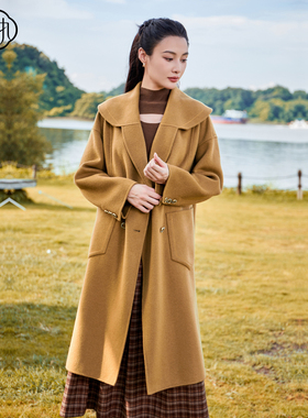 固执冬季新款学院风海军领双面毛呢羊毛大衣外套94334MT08711