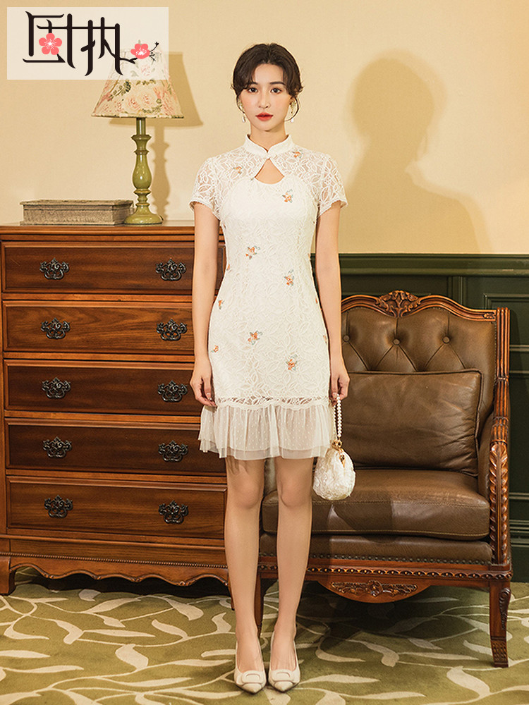 Summer retro short cheongsam, suitable for teen, floral print