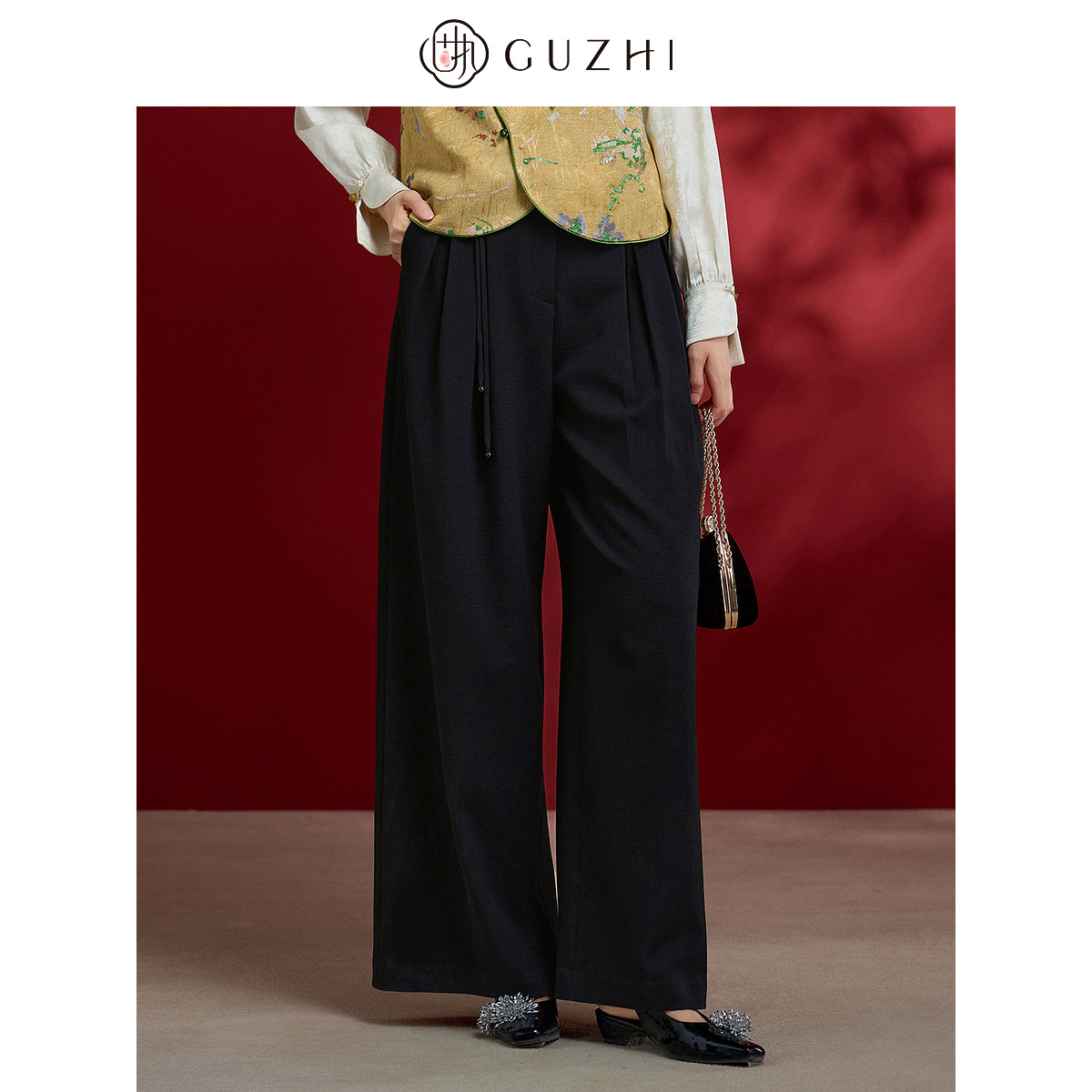 固执2026春季新款新中式通勤松弛宽松休闲显瘦提花直筒长款阔腿裤,女装/女士精品,休闲裤,淘宝优惠券,粉丝福利购,淘宝优惠卷