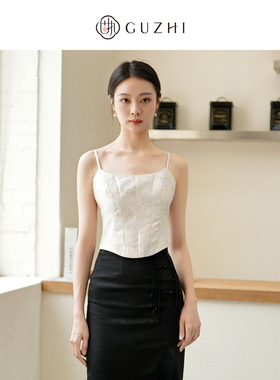 固执夏季新款中国风盘扣提花内搭短款收腰小吊带32842DD09361