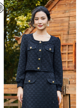 固执秋季新款法式小香风方领蕾丝长袖短款外套00033DT08262