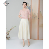 a字半身裙 复古气质百褶高腰显瘦纯色百搭中长款 固执夏季 新款