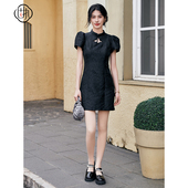 提花短袖 新中式 改良旗袍气质连衣裙00042QP09205 新款 固执夏季