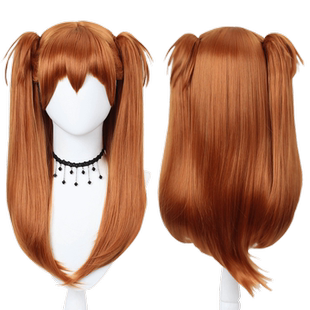 猫老师二次元EVA明日香cosplay假发道具动漫双马尾棕色高温丝假毛